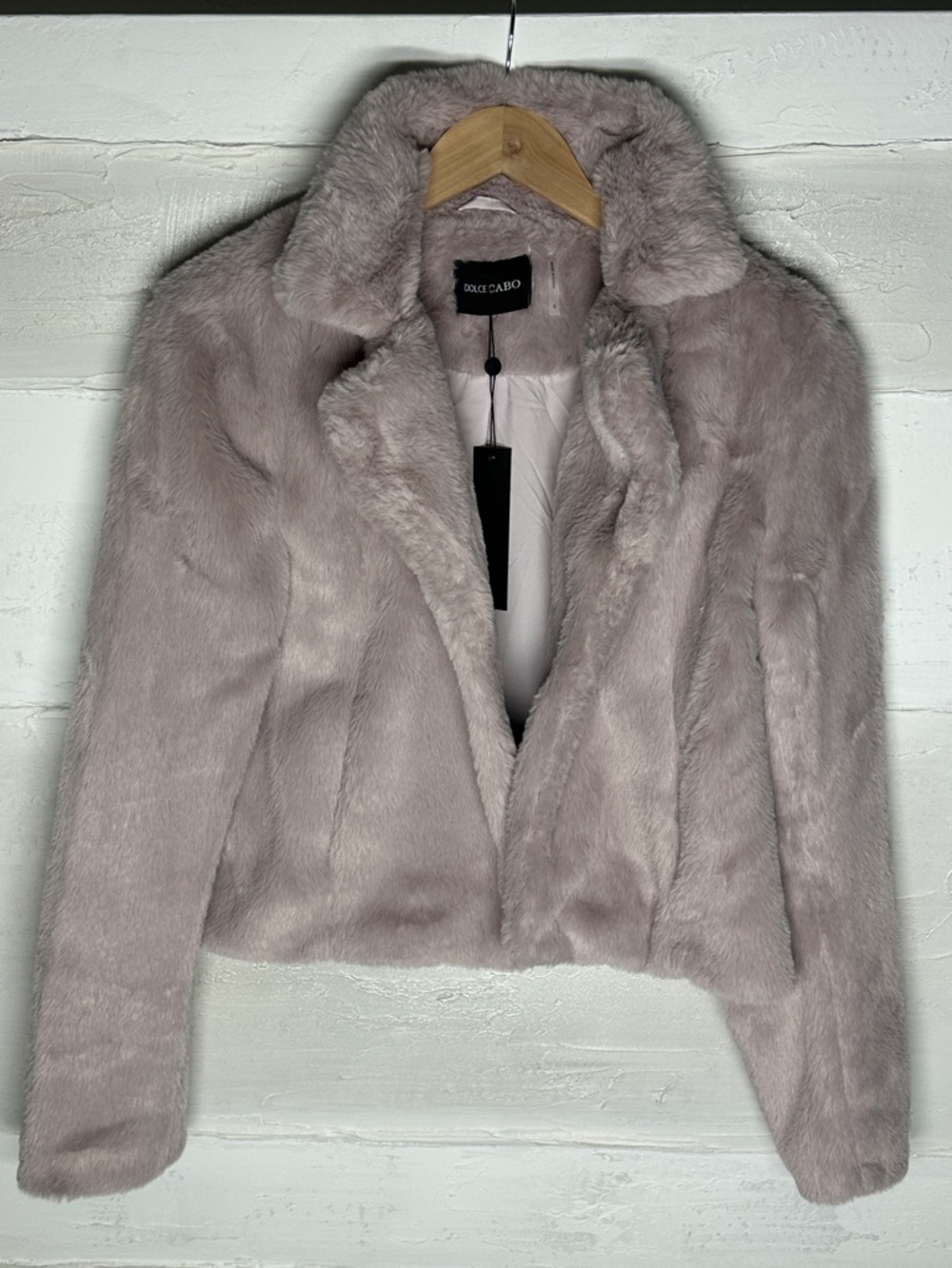 New w tags. Dolce Cabo faux fur jacket lilac lavender